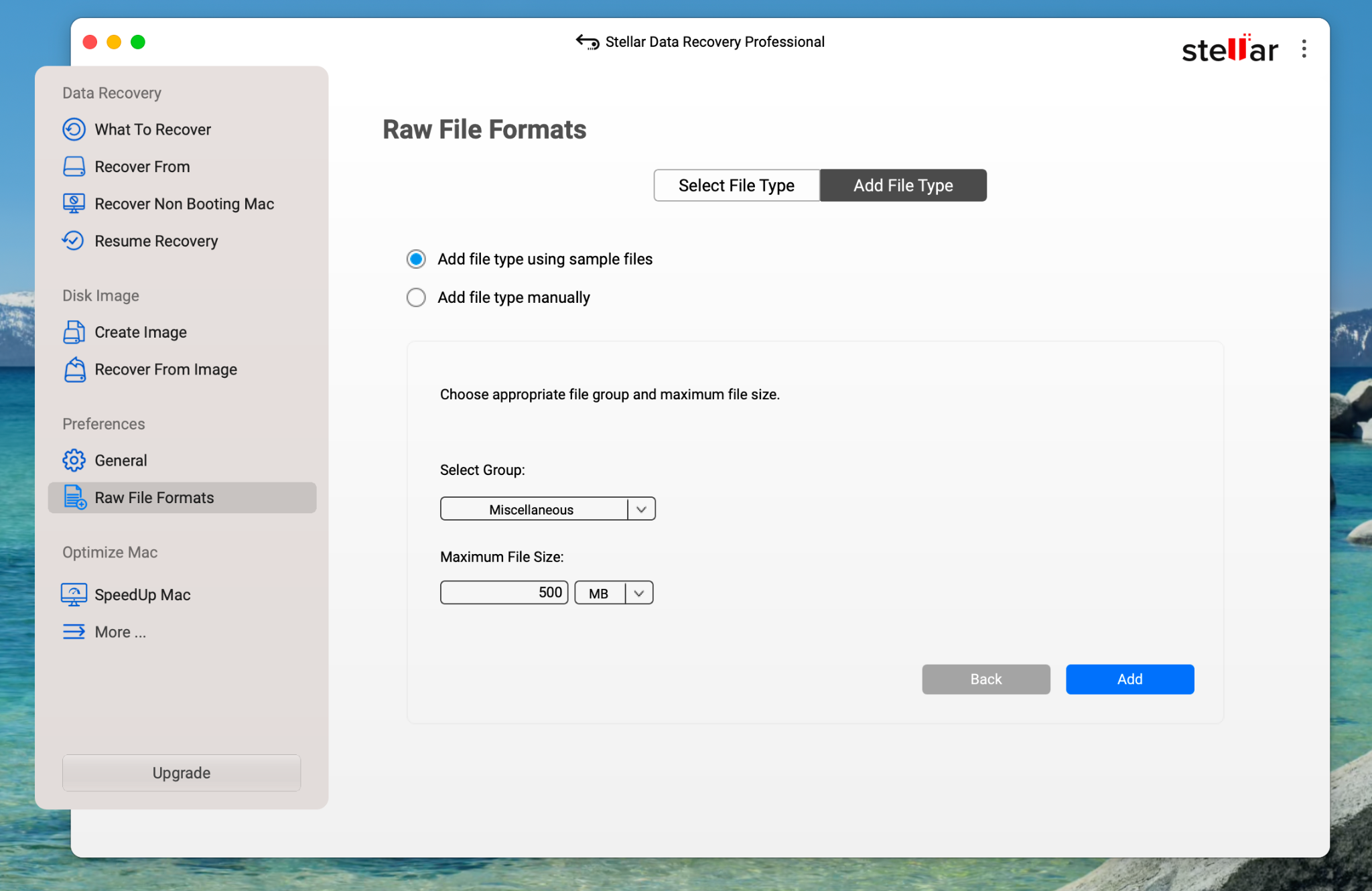 scan preference for the file types
